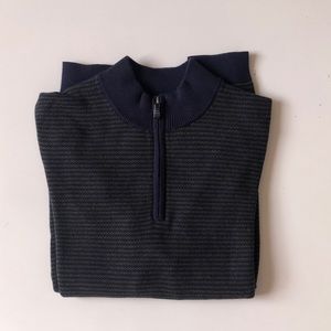 Green/Navy Jos. A. Bank The New Tradition Quarter Zip Cotton Sweater